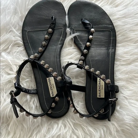 Balenciaga Black Sandals with Silver Studs - Picture 2 of 9